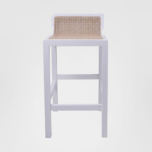 Amalfi Elm Wood and Rattan Bar stool White