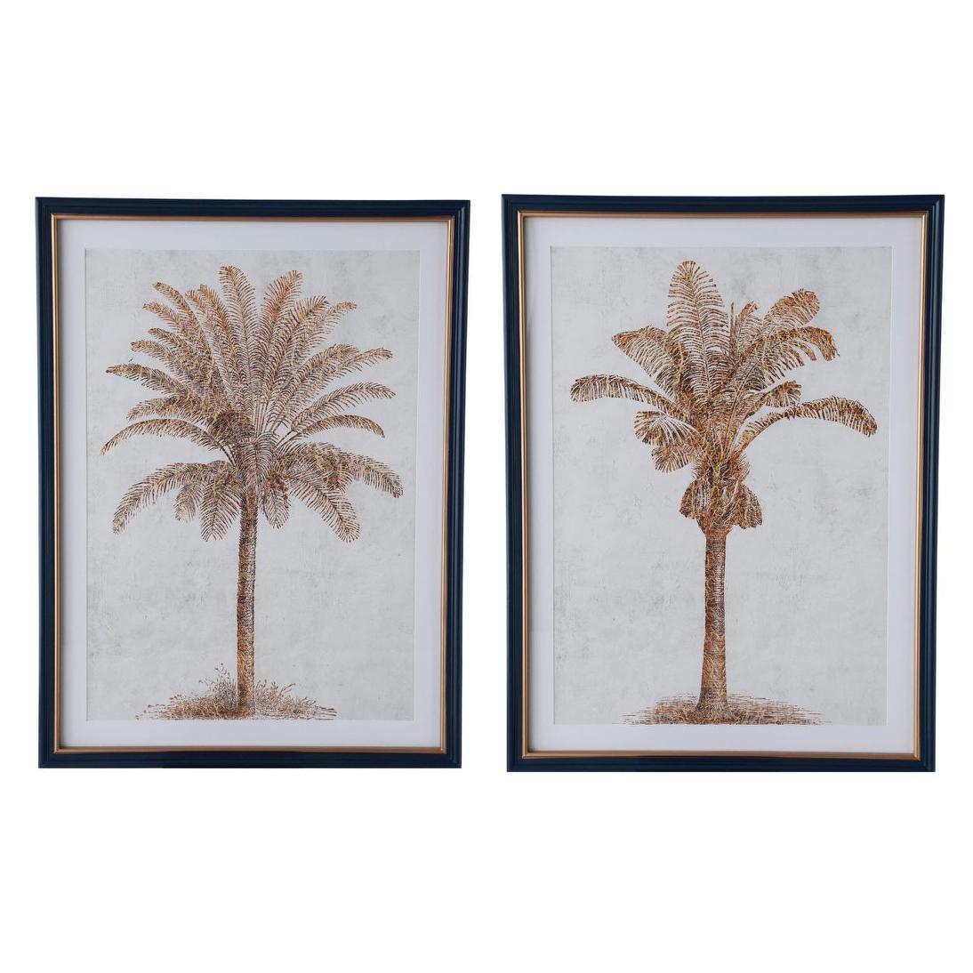 Luxe Golden Palms In Navy Frame With Gold Set 2