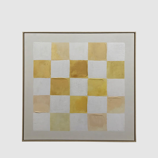 Yellow Geometric Textured Canvas Wall Art 100x100cm