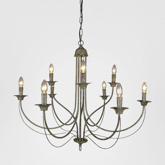9 Arm Taupe Iron Chandelier 9 Lights