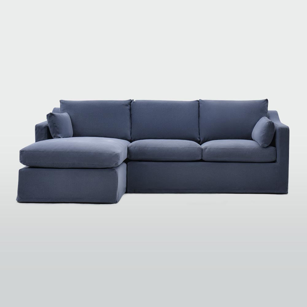 Clovelly 3 Seater Left Chaise Sofa Navy