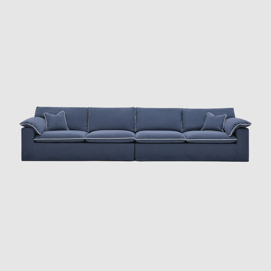 Norfolk 4 Seater Sofa Navy w/White Piping
