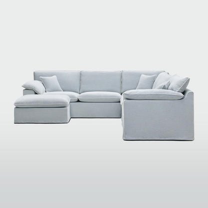 Norfolk 5 Seater Modular with Chaise (Reversible) Beach w/White piping