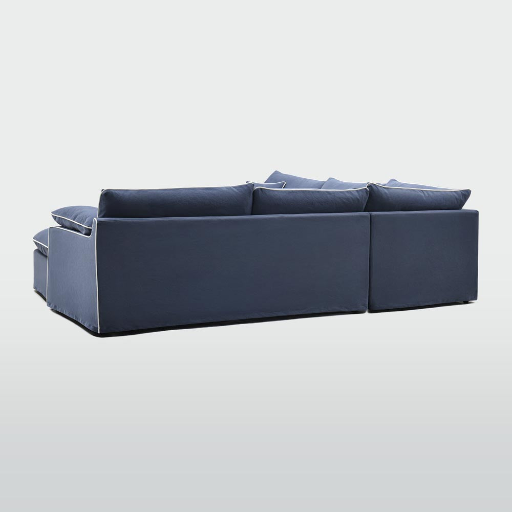 Norfolk 5 Seater Modular with Chaise (Reversible) Navy w/White piping