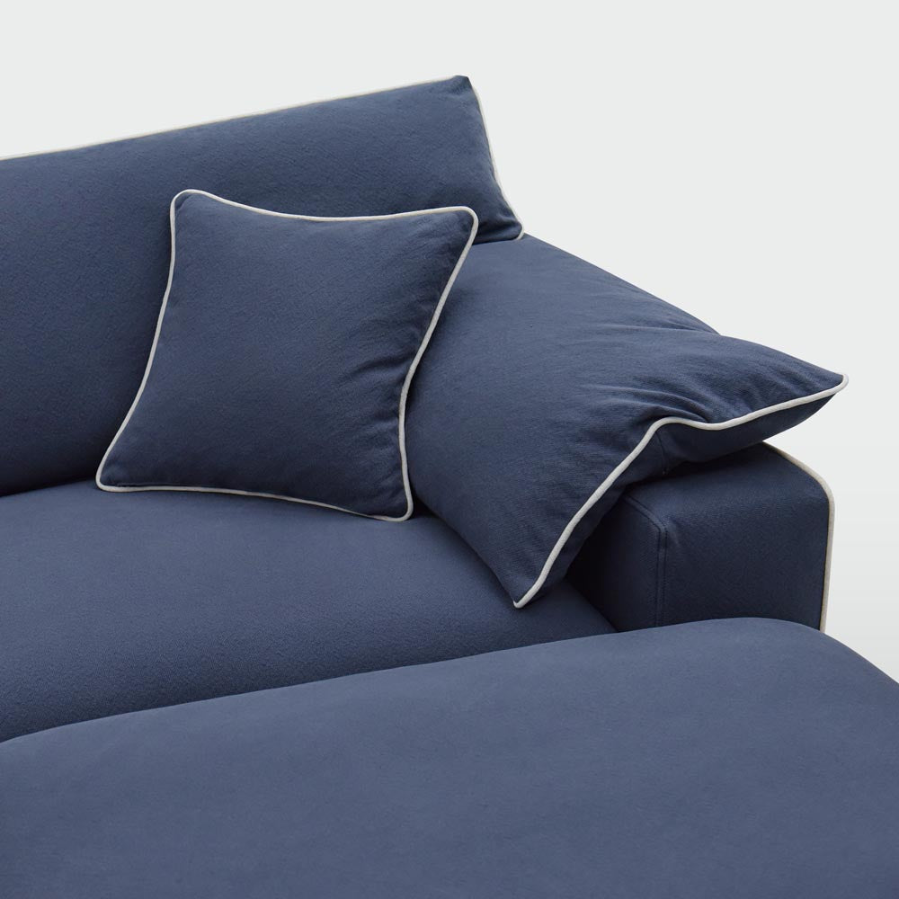 Norfolk 5 Seater Modular with Chaise (Reversible) Navy w/White piping