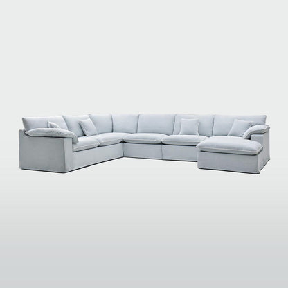 Norfolk 6 Seater Modular with Chaise (Reversible) Beach w/White piping