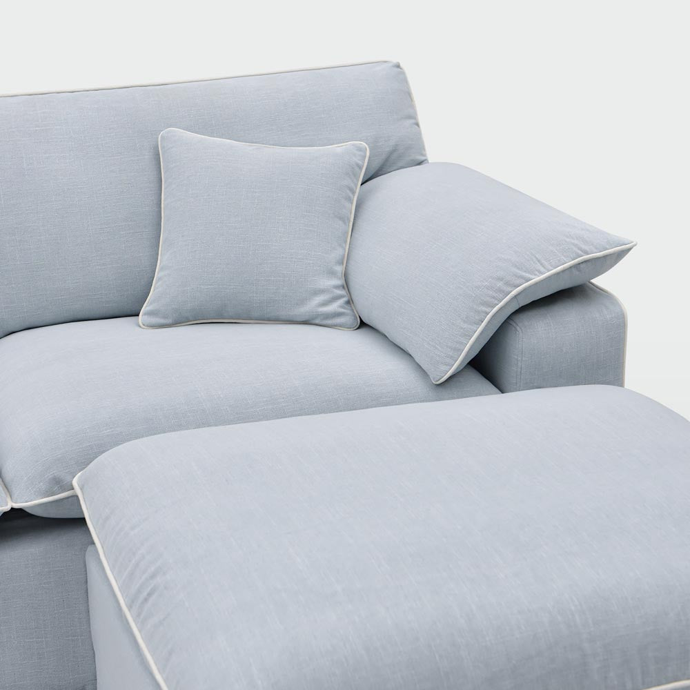 Norfolk 6 Seater Modular with Chaise (Reversible) Beach w/White piping