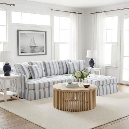 Noosa 3 Seater Right Chaise Sofa Blue Sky Stripe