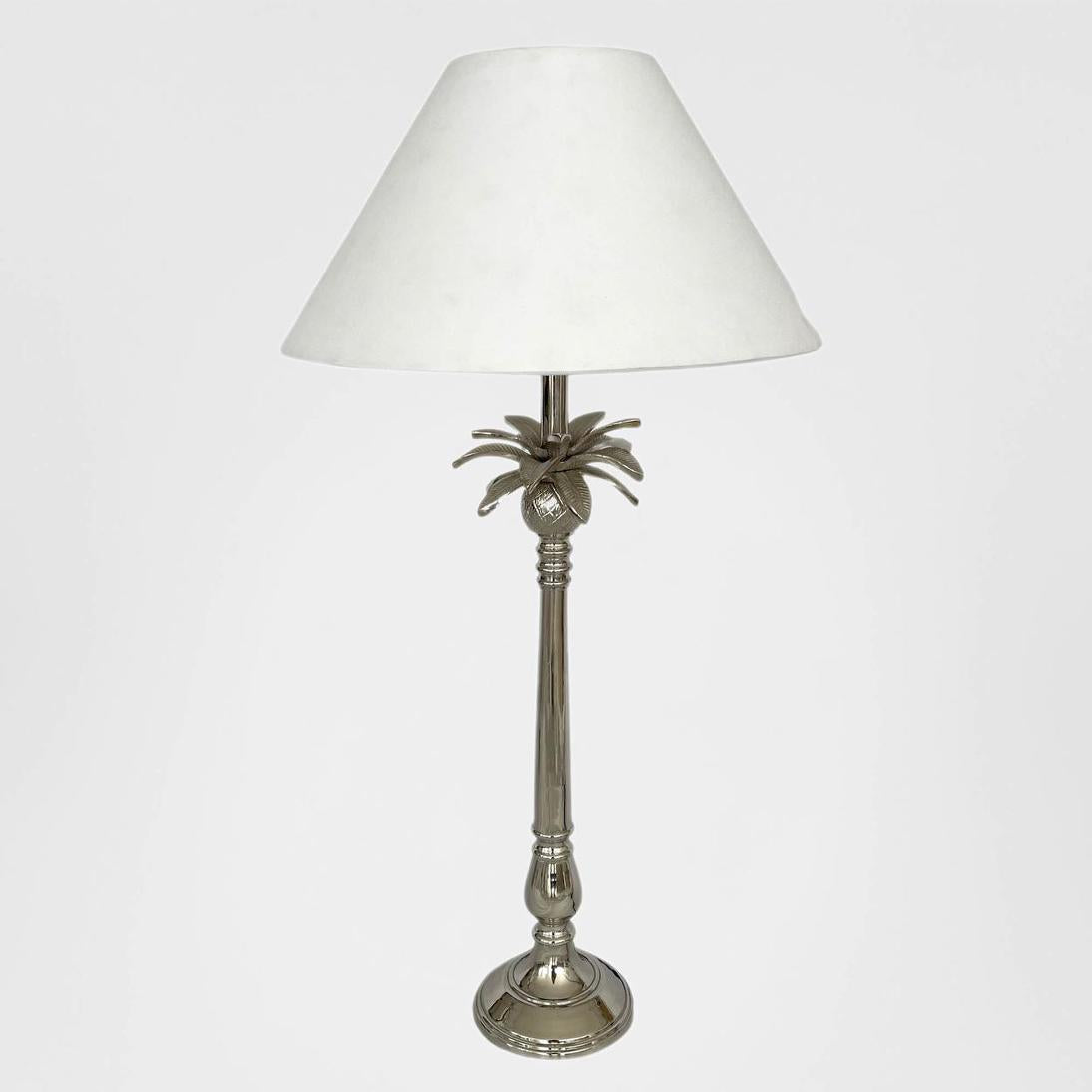 Nickel Pineapple Leaf Lamp W/White Shade
