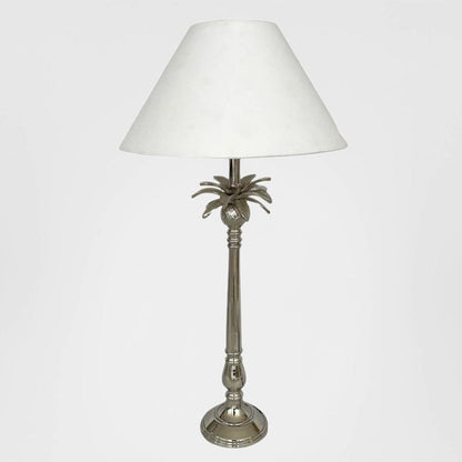 Nickel Pineapple Leaf Lamp W/White Shade
