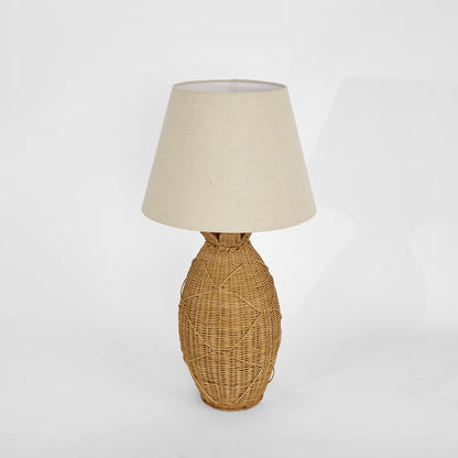Isla Rattan Table Lamp & Linen Shade