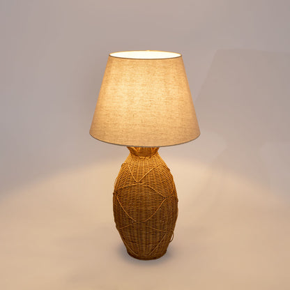 Isla Rattan Table Lamp & Linen Shade