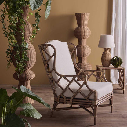 Isla Rattan Table Lamp & Linen Shade