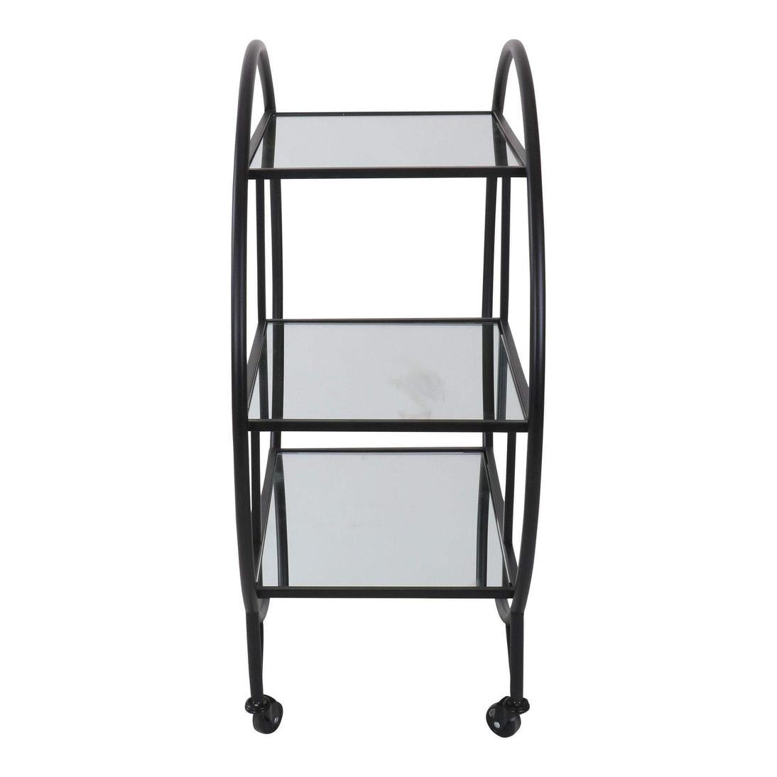 Black Bar Cart W/ Mirror Shelf