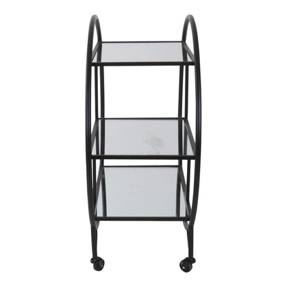 Black Bar Cart W/ Mirror Shelf
