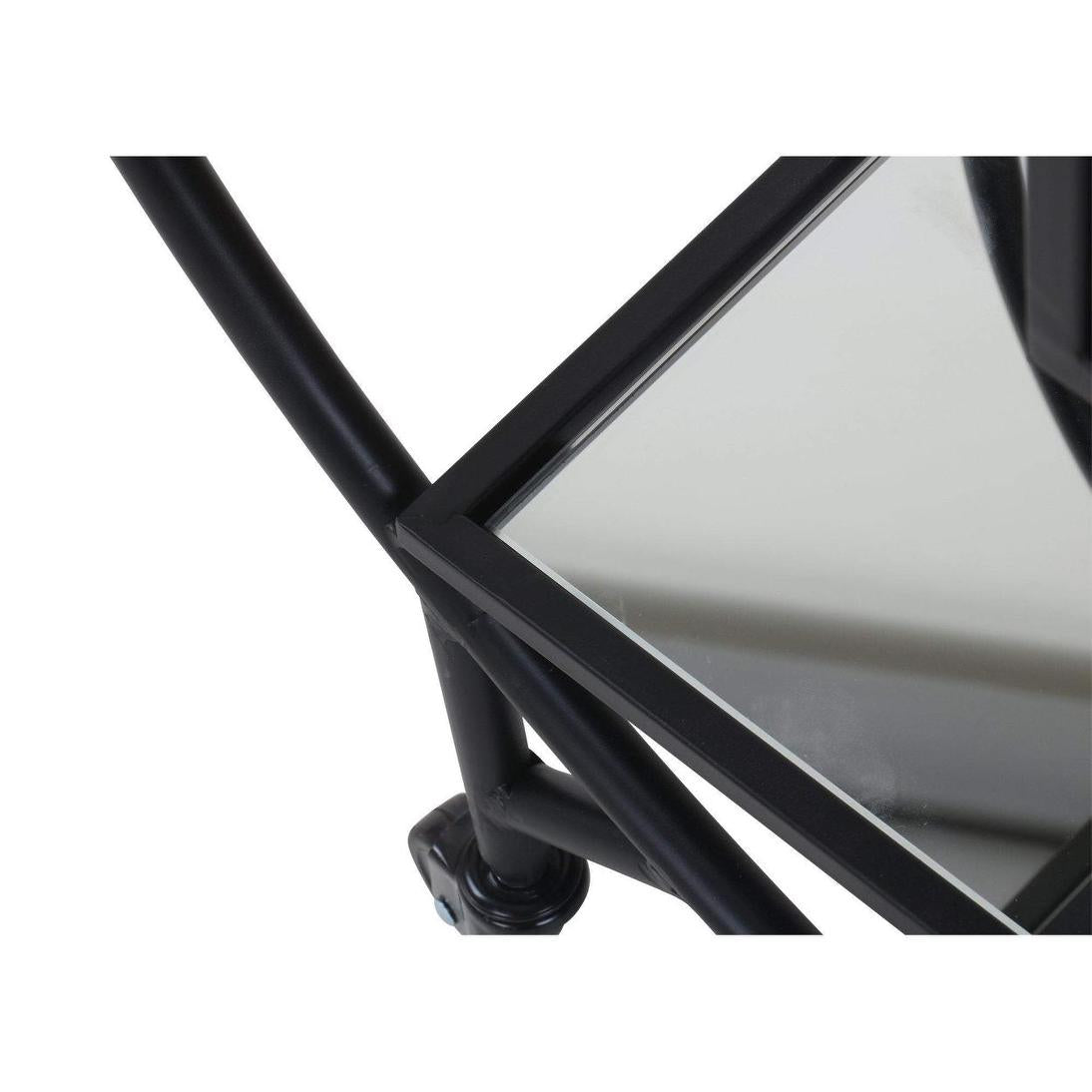 Black Bar Cart W/ Mirror Shelf