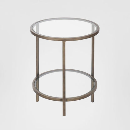 Palladium Brass Iron & Glass Side Table