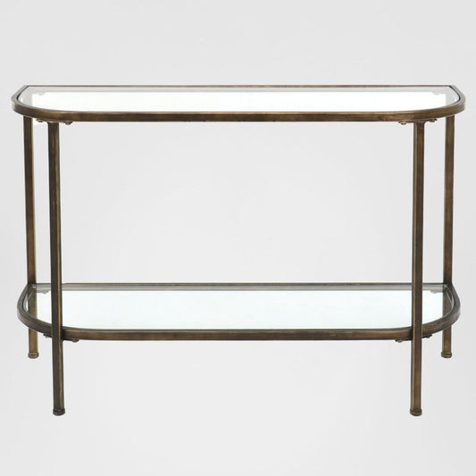 Palladium 120cm Curved Glass Console Table Brass