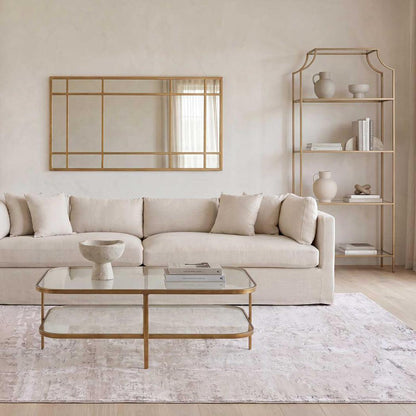 Lewis Brass Iron Glass & Mirror Coffee Table