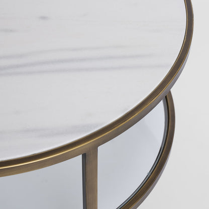 Palladium Brass Iron Marble & Glass Coffee Table