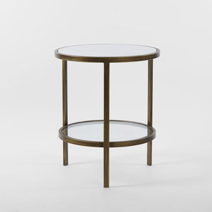 Palladium Brass Iron Marble & Glass Side Table