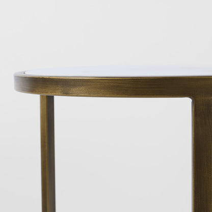 Palladium Brass Iron Marble & Glass Side Table