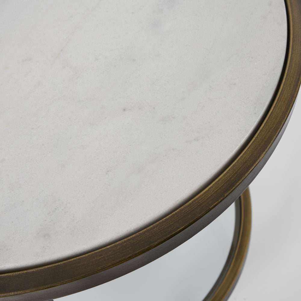 Palladium Brass Iron Marble & Glass Side Table