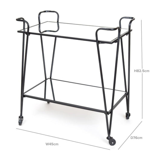 Lloyd Mirror Shelf Bar Cart Black