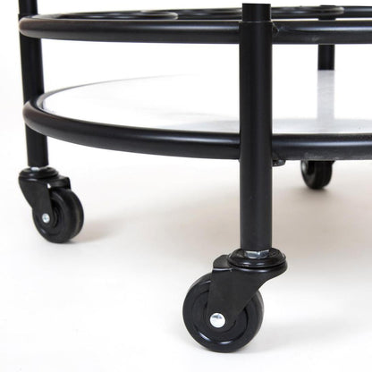 Round Marble Shelf Bar Cart Black