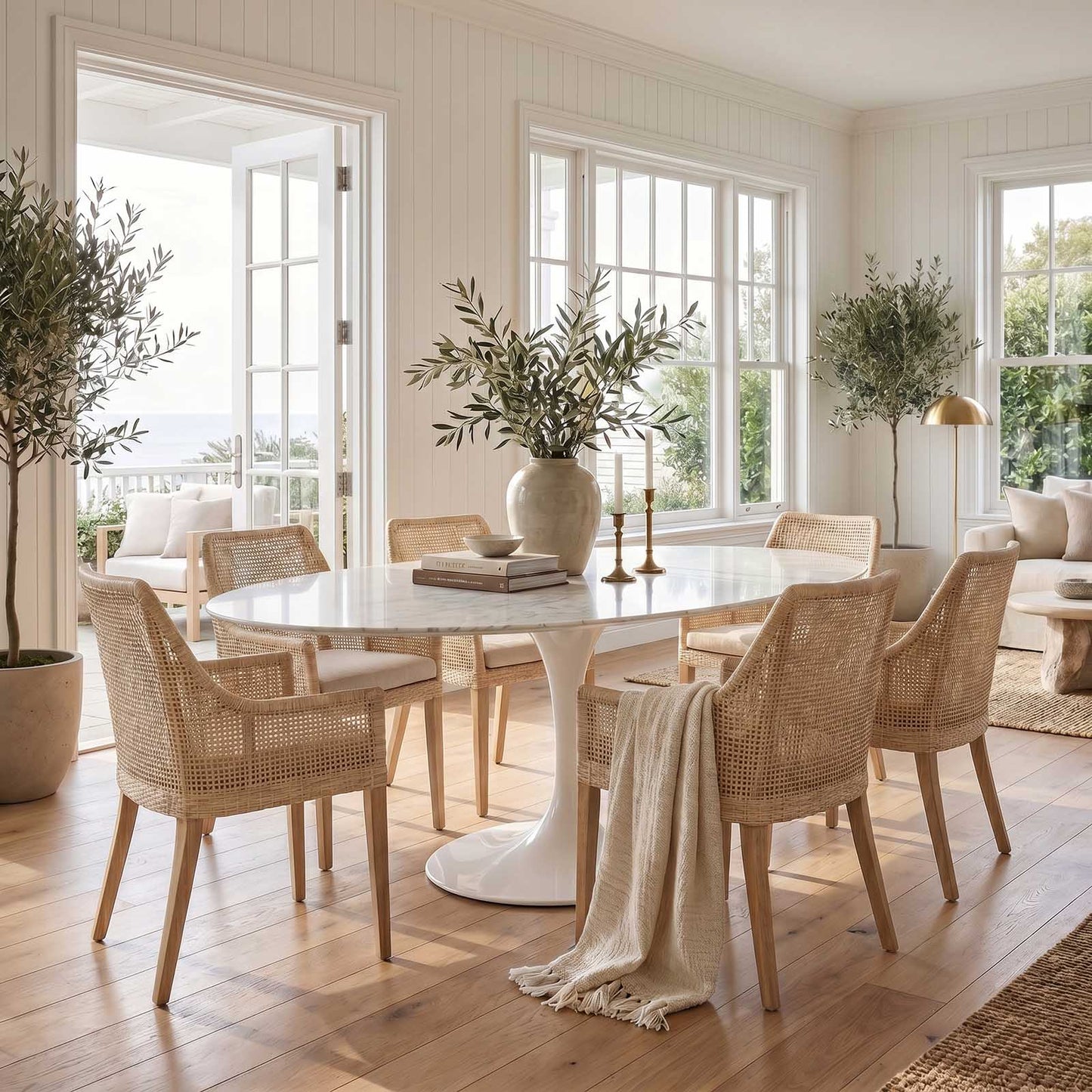 Charlotte Rattan Dining Chair Natural Whitewash