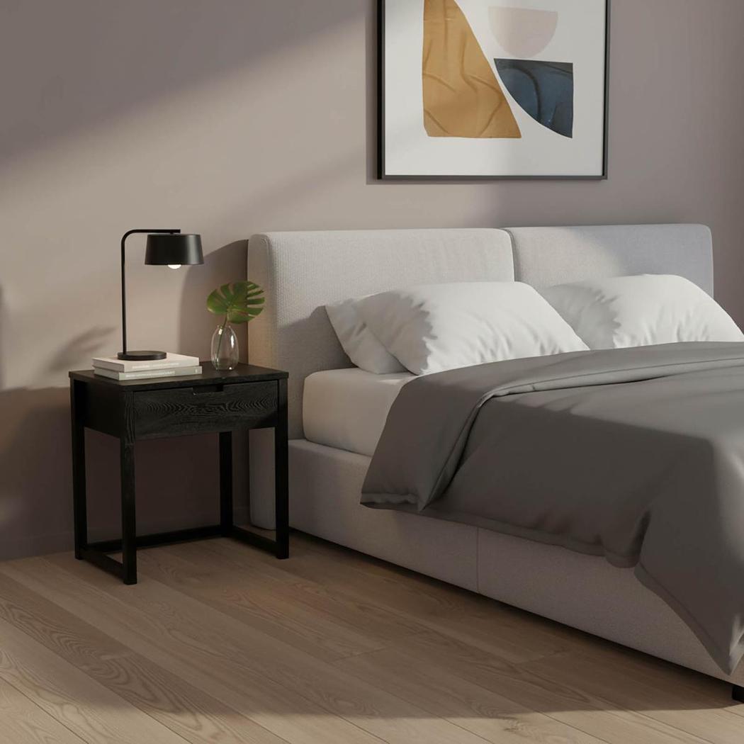 Oslo Black Oak Bedside Table