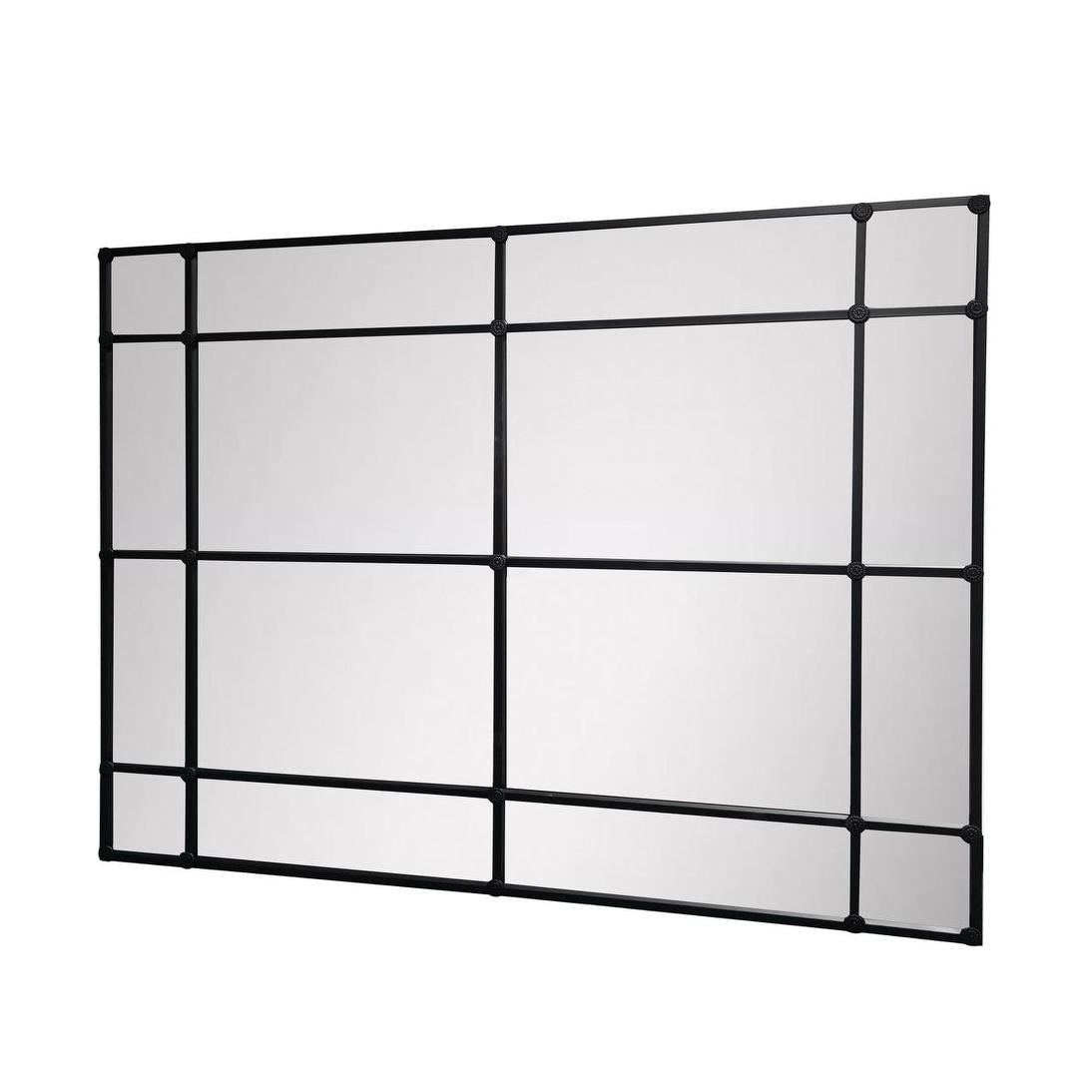 Crawford Rectangular 16 Pane Mirror Iron Frame Black 200cm x 160cm