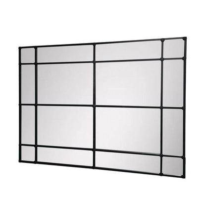 Crawford Rectangular 16 Pane Mirror Iron Frame Black 200cm x 160cm