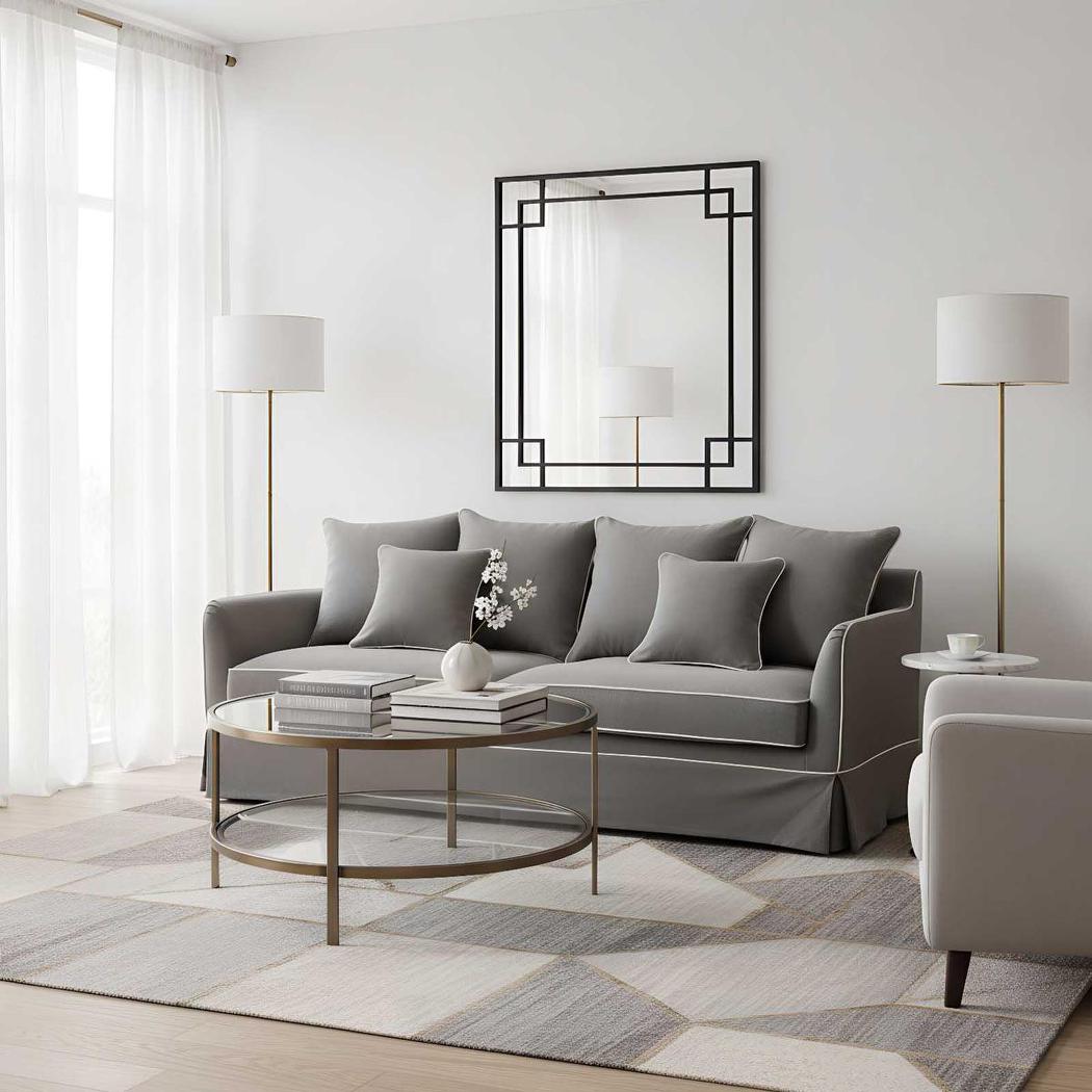 160Cm Black Mirror With Corner Detail