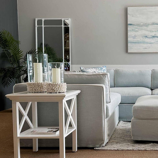 Rectangular 12 Pane Mirror White
