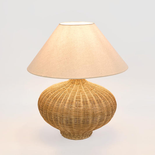 Dallas Rattan Table Lamp with linen shade