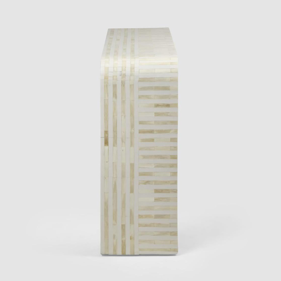 Eloise Bone Inlay Curved Console Table White