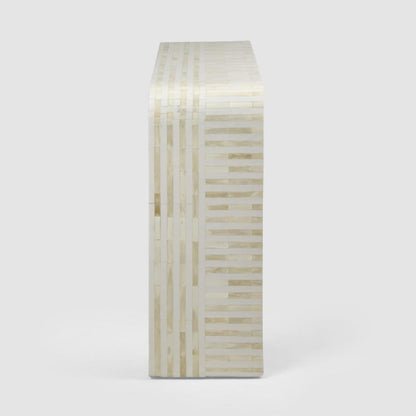 Eloise Bone Inlay Curved Console Table White