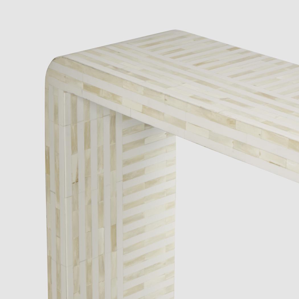 Eloise Bone Inlay Curved Console Table White