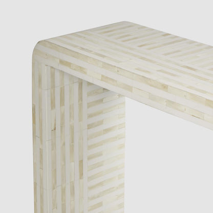 Eloise Bone Inlay Curved Console Table White