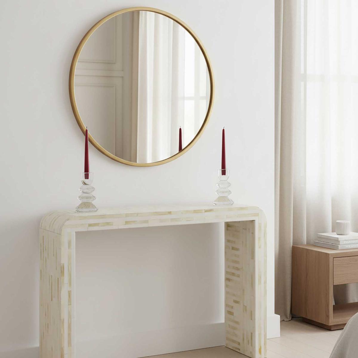 Eloise Bone Inlay Curved Console Table White
