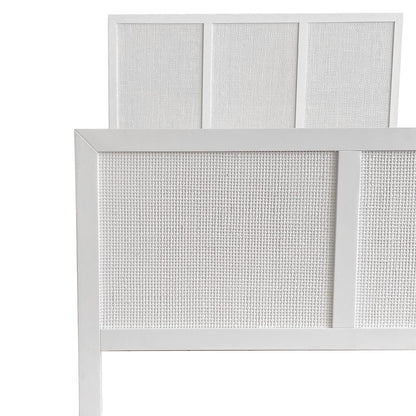 Santorini Hamptons Timber/Rattan Queen Bed White