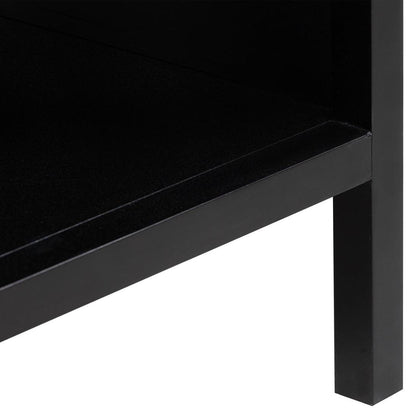 Santorini Hamptons Timber/Rattan Bedside Table Black