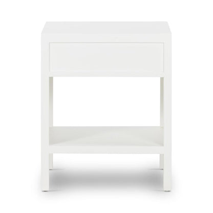Santorini Hamptons Timber/Rattan Bedside Table White