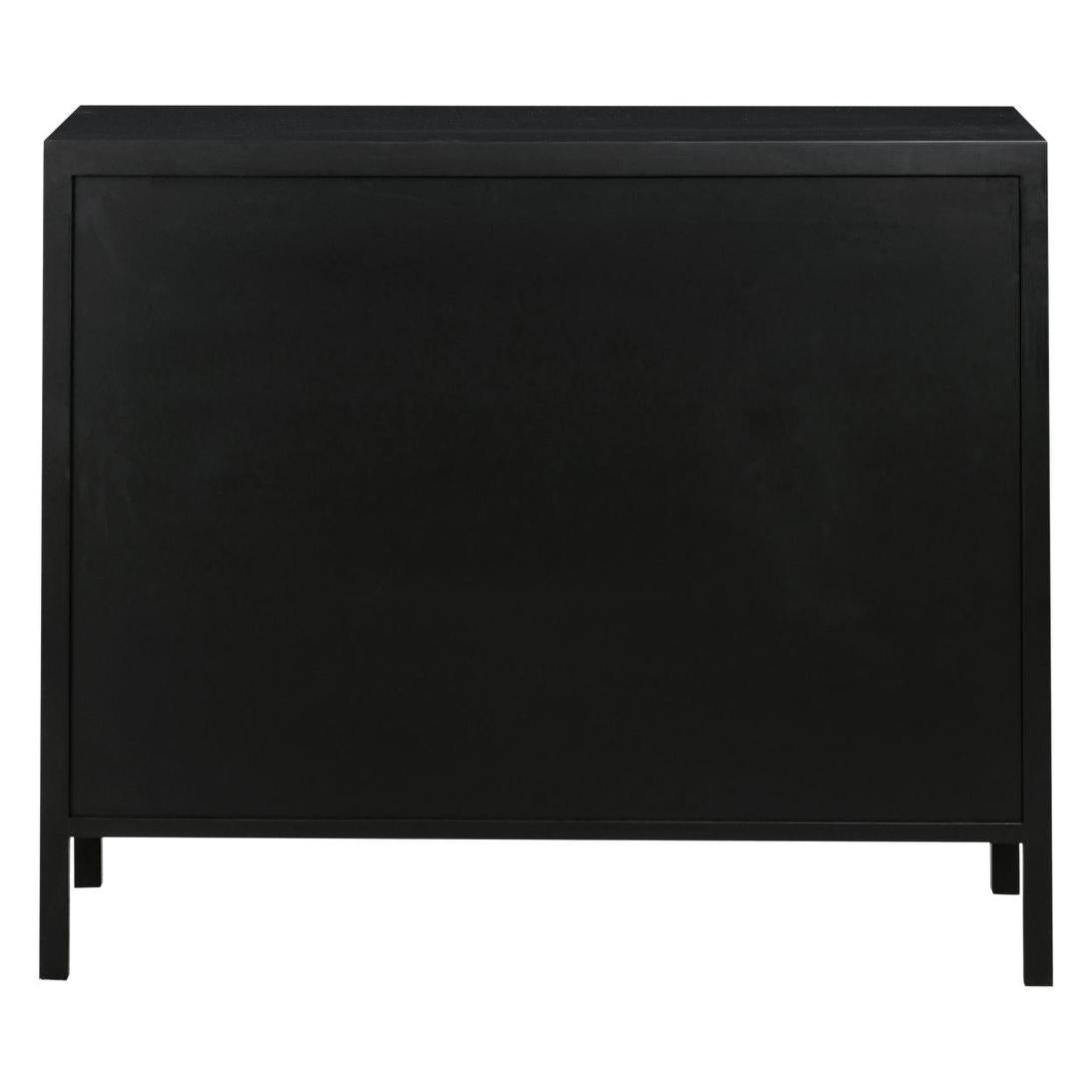 Santorini Hamptons 3 Drawer Timber/Rattan Dresser 100cm Black