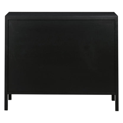 Santorini Hamptons 3 Drawer Timber/Rattan Dresser 100cm Black
