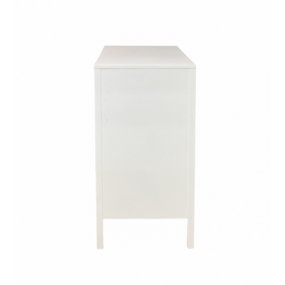 Santorini Hamptons 6 Drawer Timber/Rattan Dresser 140cm White