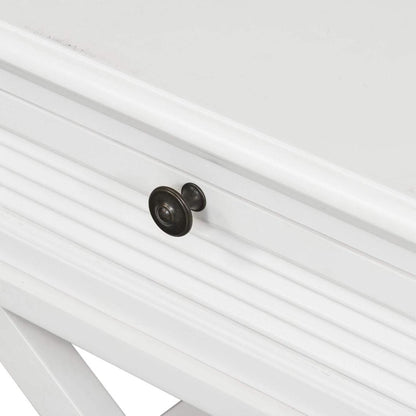 West Beach Cross Leg Hamptons BedSide Table W/Drawer White