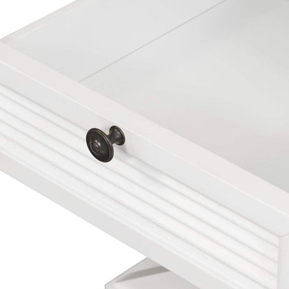 West Beach Cross Leg Hamptons BedSide Table W/Drawer White
