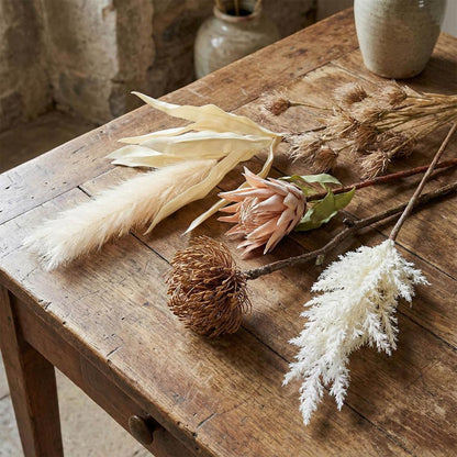 Dried Look Pincushion Stem 61cm Brown